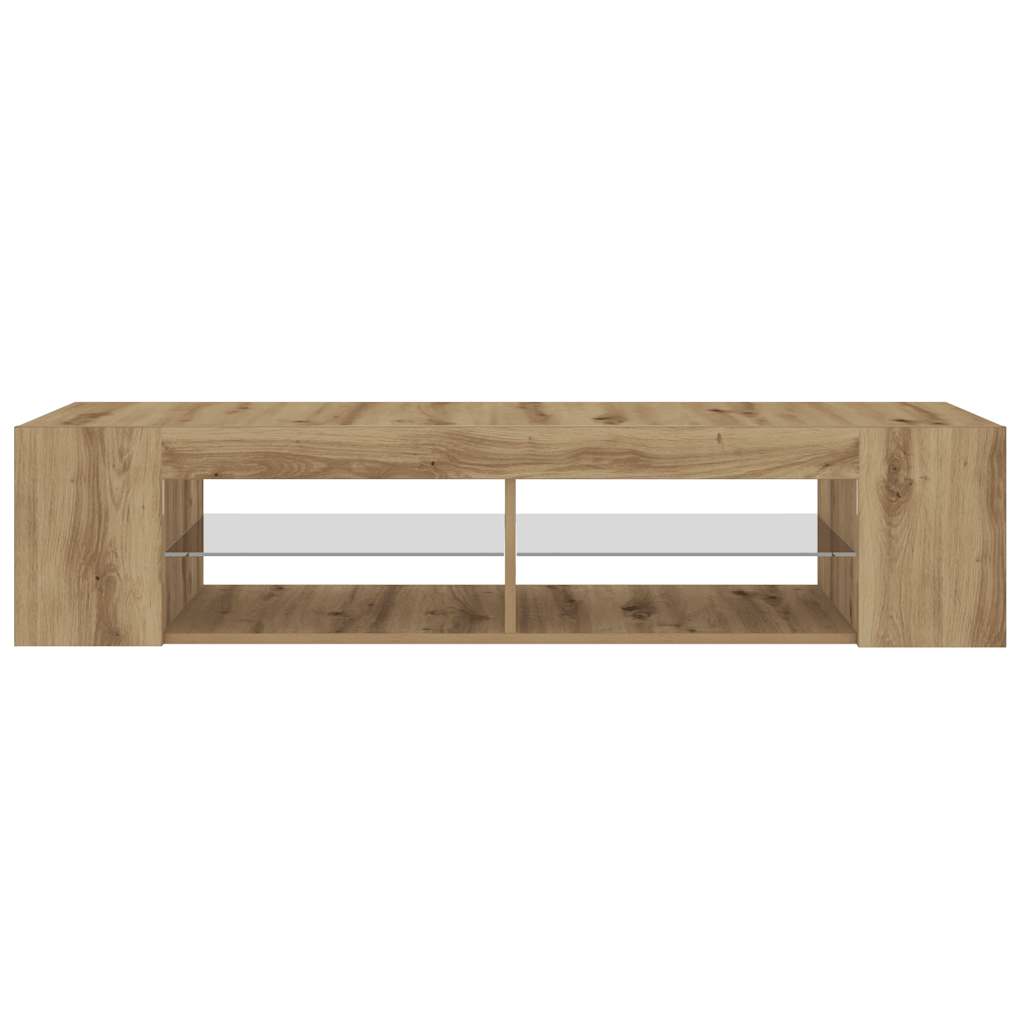 Modern Wooden TV Tele Stand Media Unit Cabinet With LED Lights & Storage Shelves