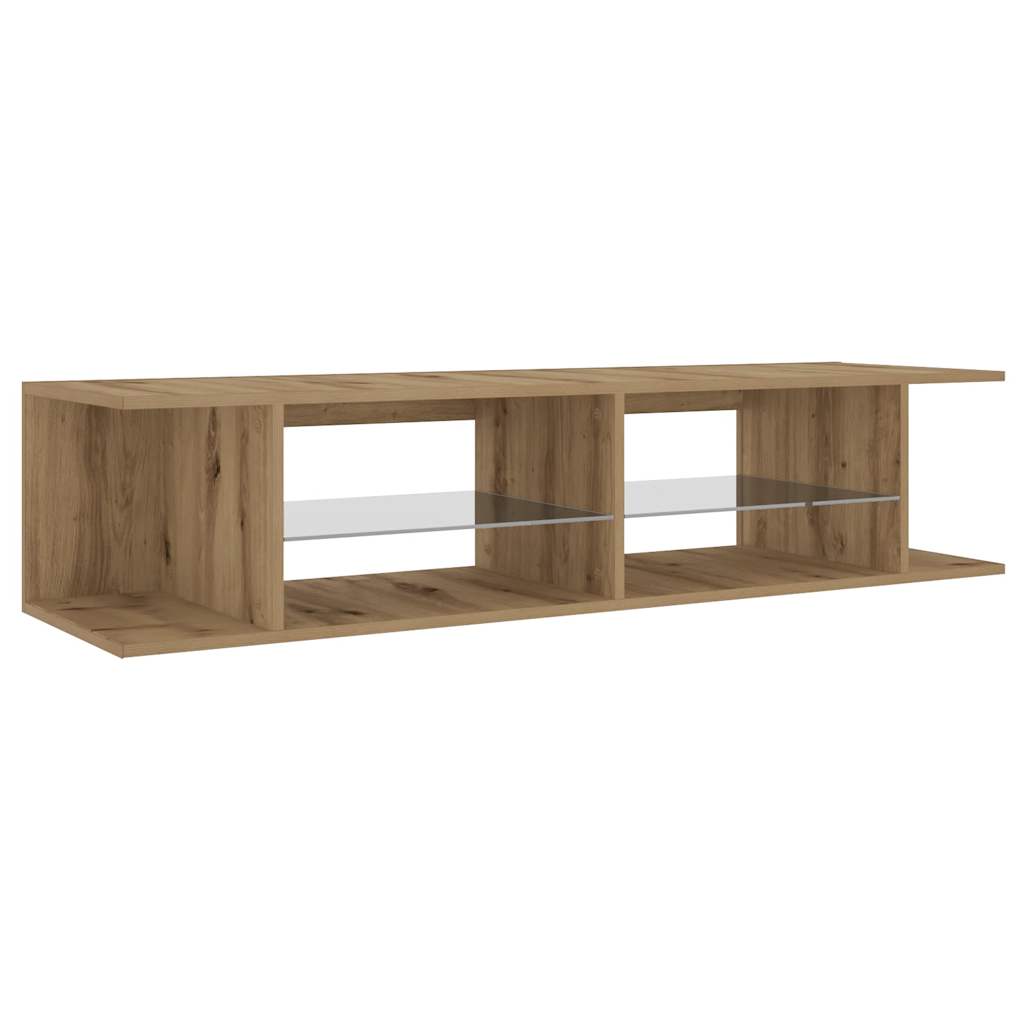 Modern Wooden TV Tele Stand Media Unit Cabinet With LED Lights & Storage Shelves