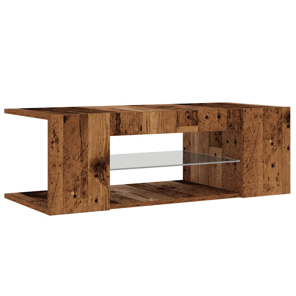 TV Cabinet with LED Lights Old Wood 90x39x30 cm Engineered Wood