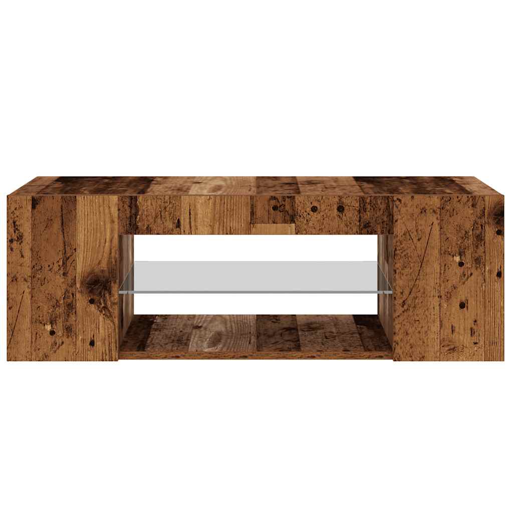TV Cabinet with LED Lights Old Wood 90x39x30 cm Engineered Wood