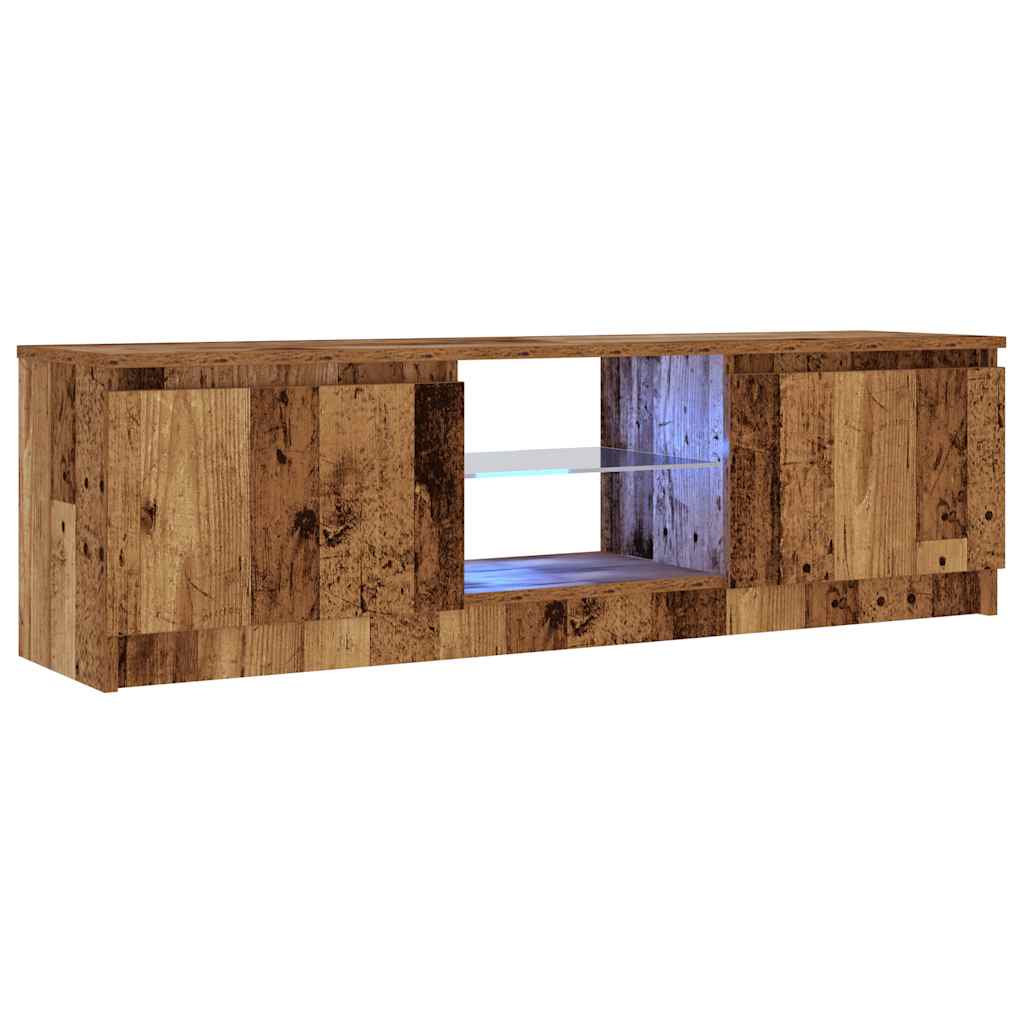 TV Cabinet with LED Lights Old Wood 120x30x36 cm Engineered Wood