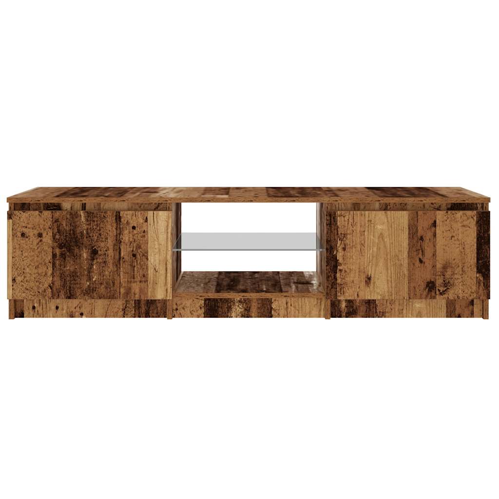 TV Cabinet with LED Lights Old Wood 140x40x35.5 cm Engineered Wood