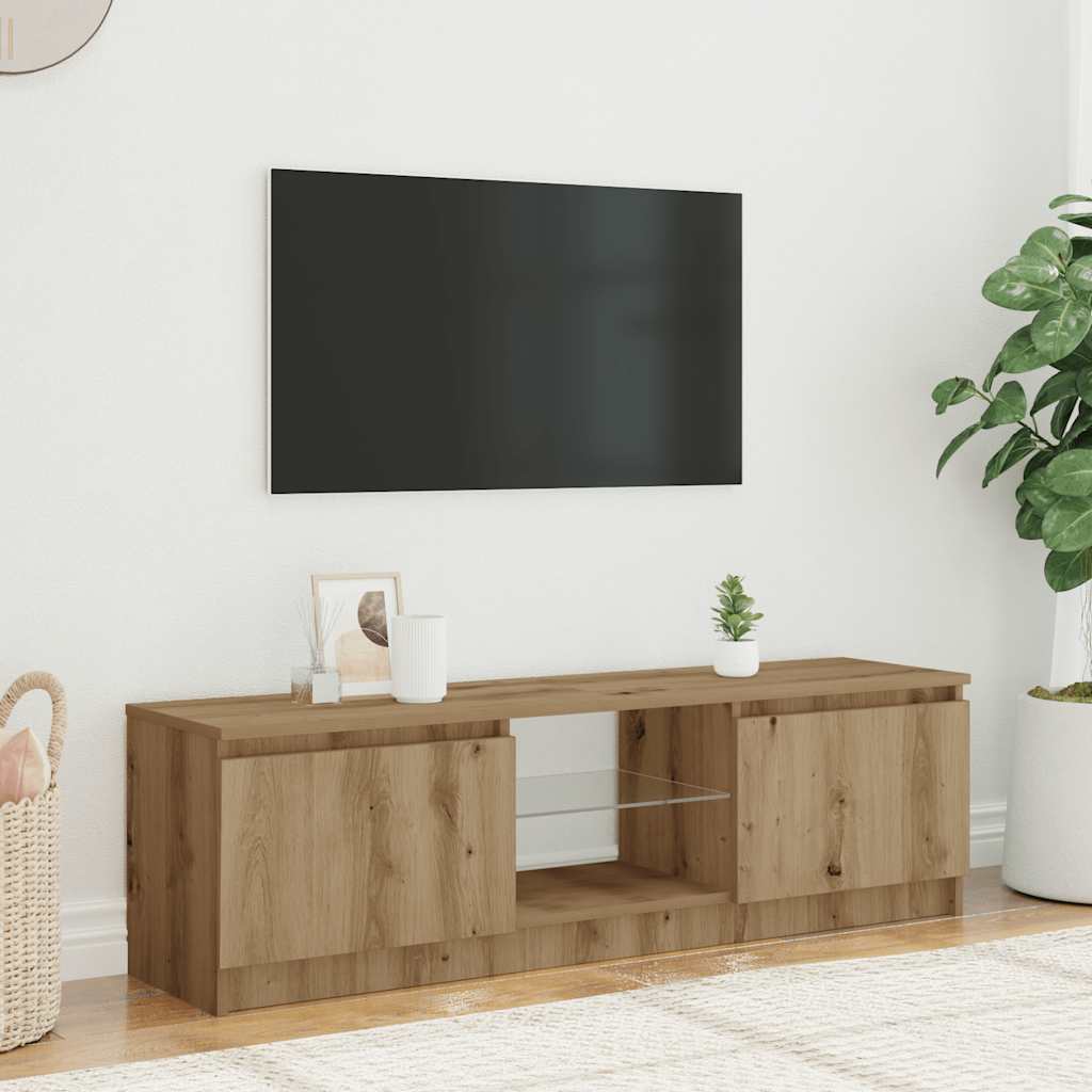 TV Cabinet with LED Lights Artisian Oak 140x40x35.5 cm Engineered Wood