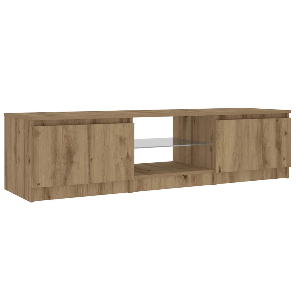 TV Cabinet with LED Lights Artisian Oak 140x40x35.5 cm Engineered Wood
