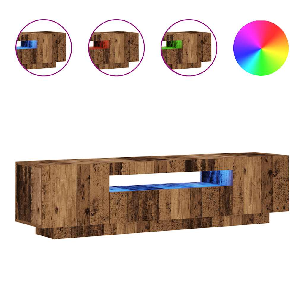 Modern Wooden 63 Inch TV Tele Stand Unit Cabinet With LED Lights & Storage