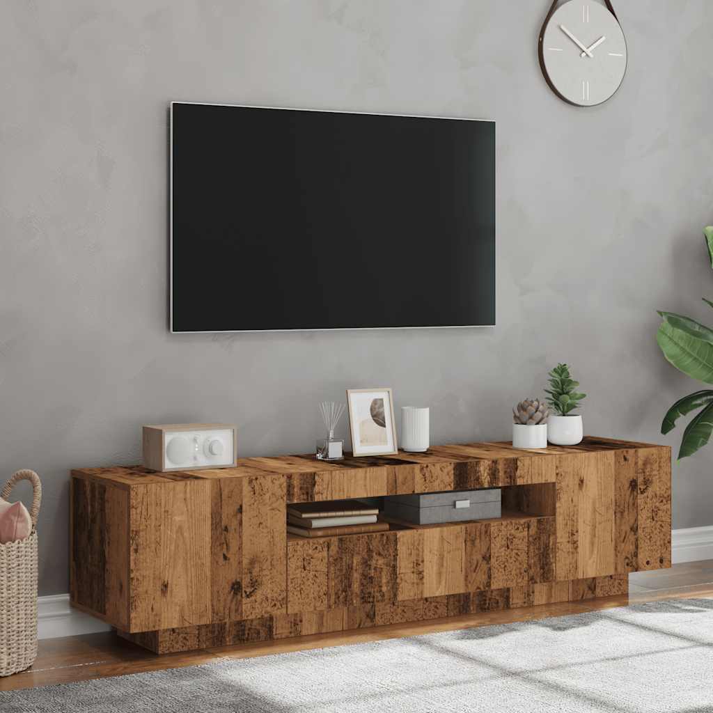 Modern Wooden 63 Inch TV Tele Stand Unit Cabinet With LED Lights & Storage