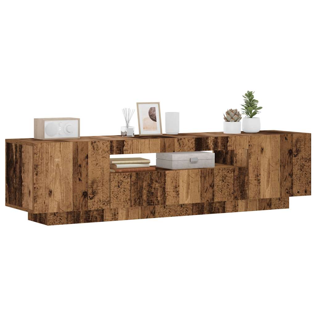 Modern Wooden 63 Inch TV Tele Stand Unit Cabinet With LED Lights & Storage