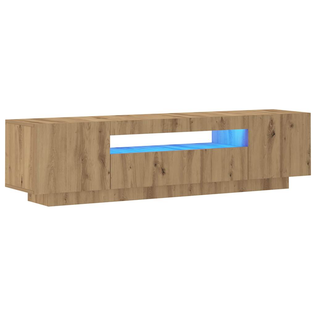 Modern Wooden 63 Inch TV Tele Stand Unit Cabinet With LED Lights & Storage
