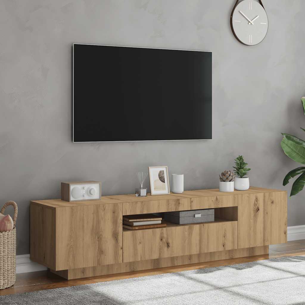 Modern Wooden 63 Inch TV Tele Stand Unit Cabinet With LED Lights & Storage