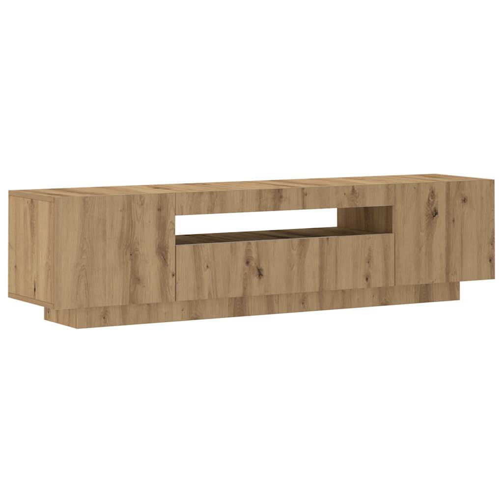 Modern Wooden 63 Inch TV Tele Stand Unit Cabinet With LED Lights & Storage