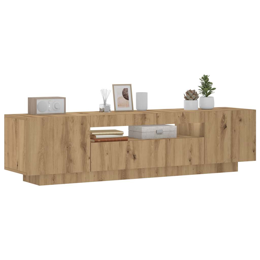 Modern Wooden 63 Inch TV Tele Stand Unit Cabinet With LED Lights & Storage