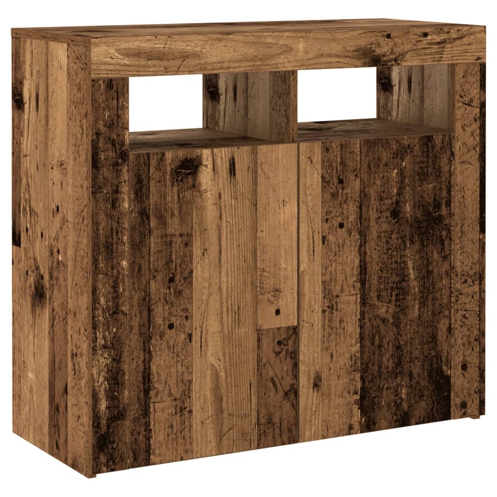 Sideboard with LED Lights Old Wood 80x35x75 cm Engineered Wood