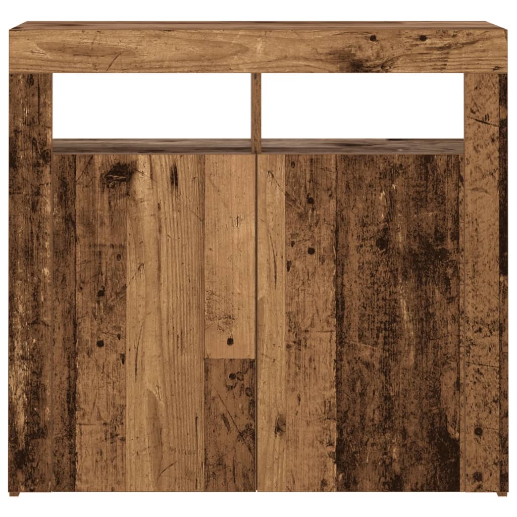 Sideboard with LED Lights Old Wood 80x35x75 cm Engineered Wood