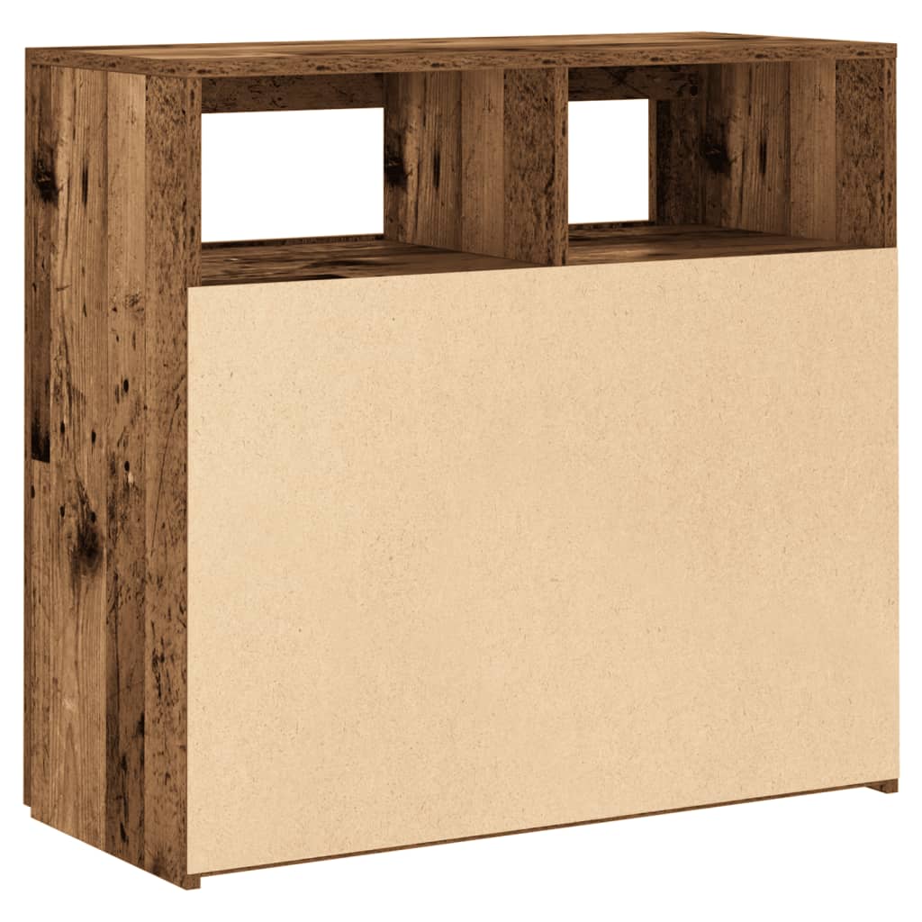 Sideboard with LED Lights Old Wood 80x35x75 cm Engineered Wood