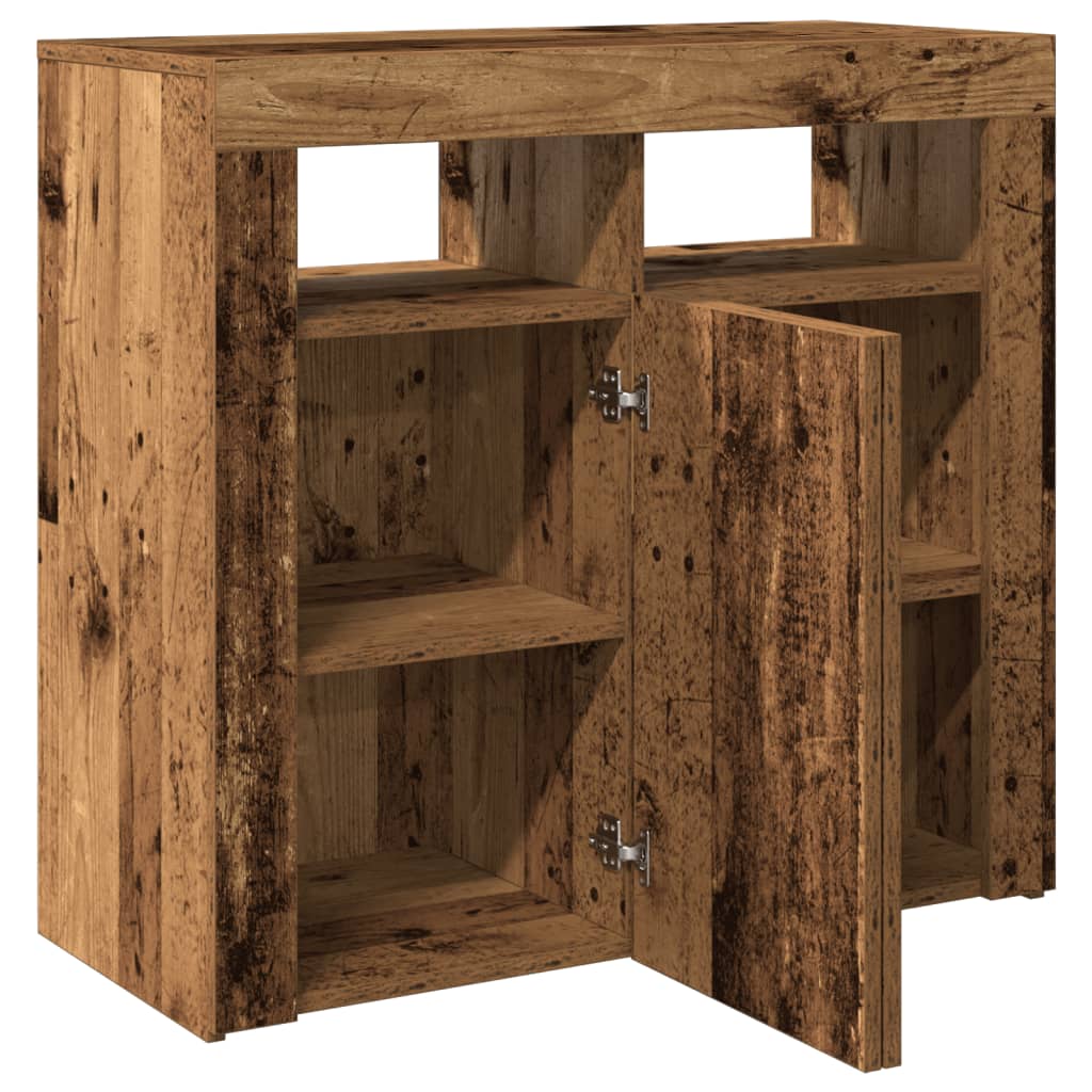 Sideboard with LED Lights Old Wood 80x35x75 cm Engineered Wood