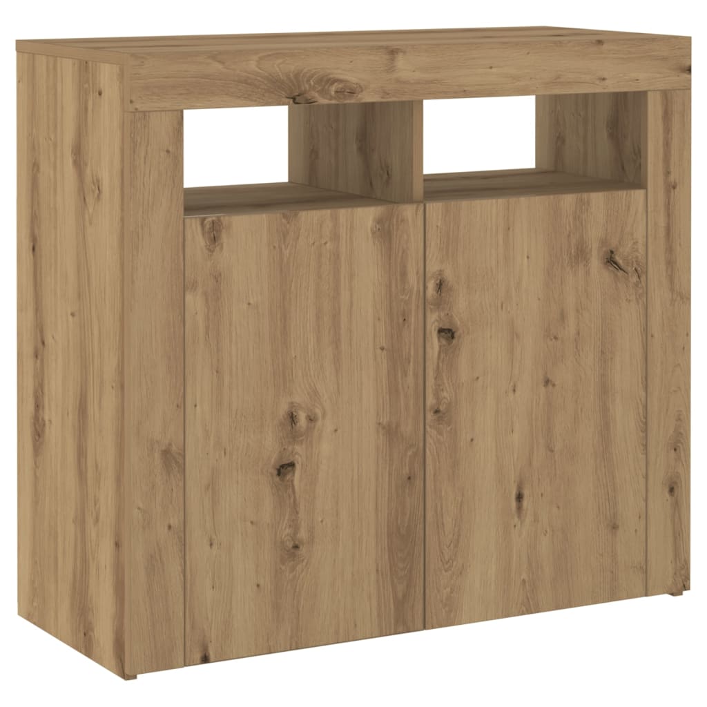 Sideboard with LED Lights Artisan Oak 80x35x75 cm Engineered Wood
