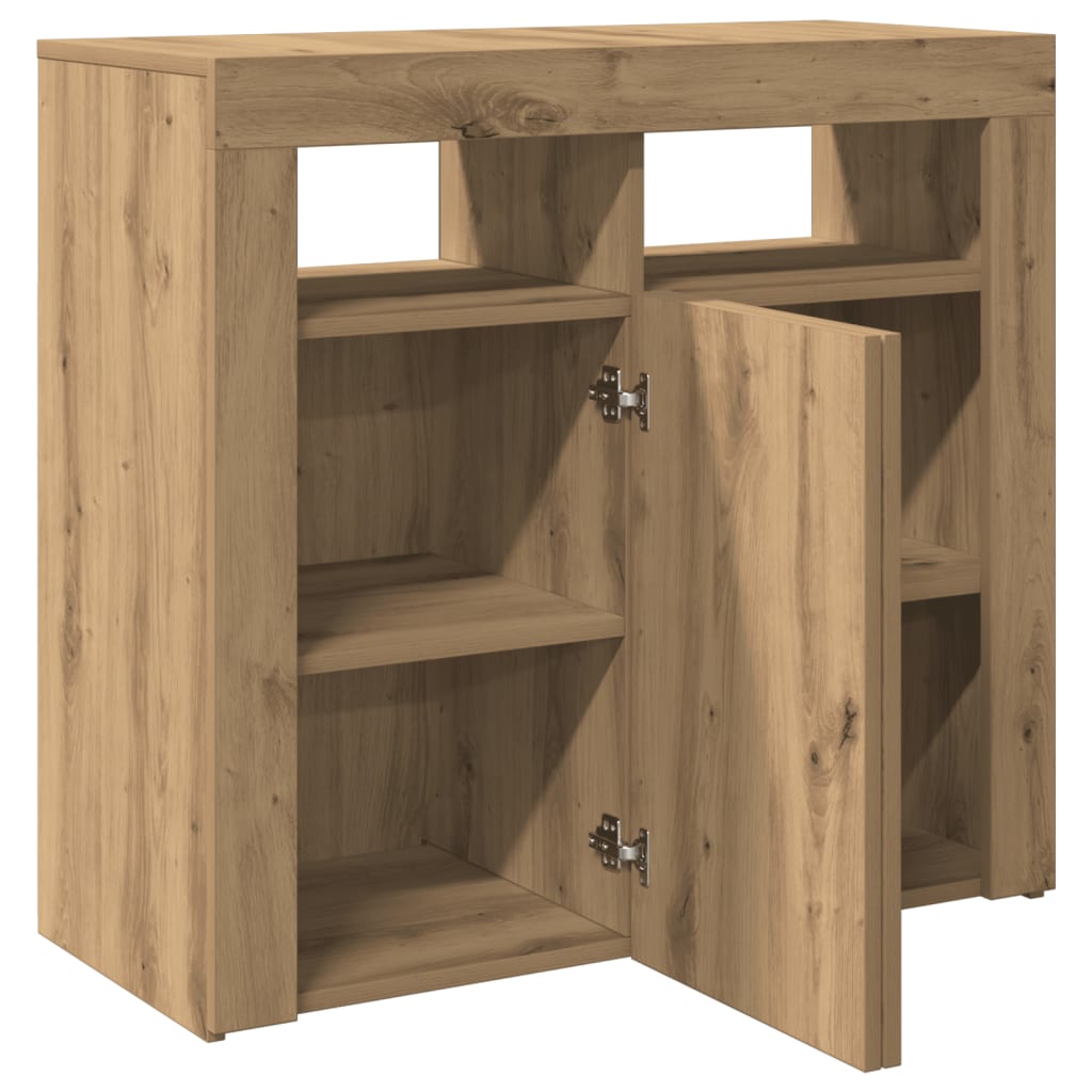 Sideboard with LED Lights Artisan Oak 80x35x75 cm Engineered Wood