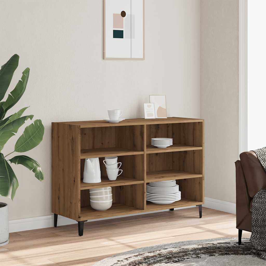 Modern Wooden Open Sideboard Storage Cabinet Unit With 6 Compartments