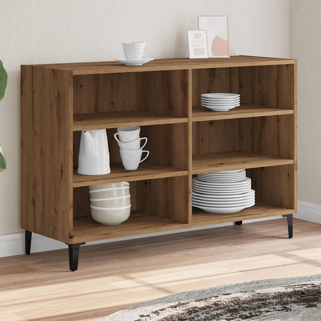 Modern Wooden Open Sideboard Storage Cabinet Unit With 6 Compartments
