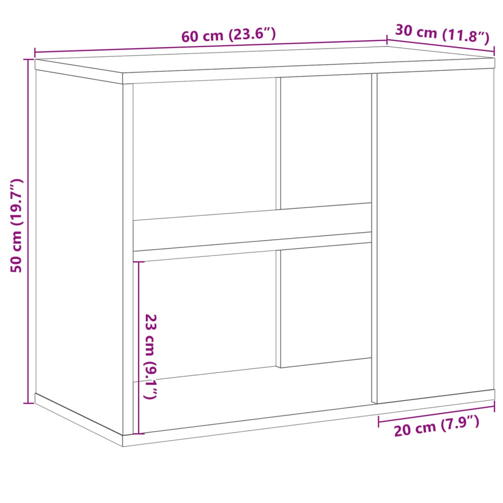 Side Cabinet Artisan Oak 60x30x50 cm Engineered Wood