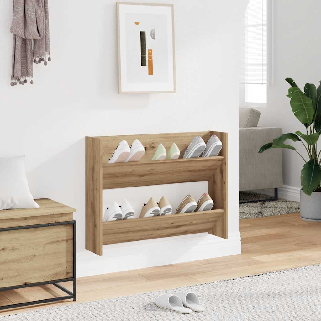 Wall Shoe Cabinet Artisan Oak 80x18x60 cm Engineered Wood