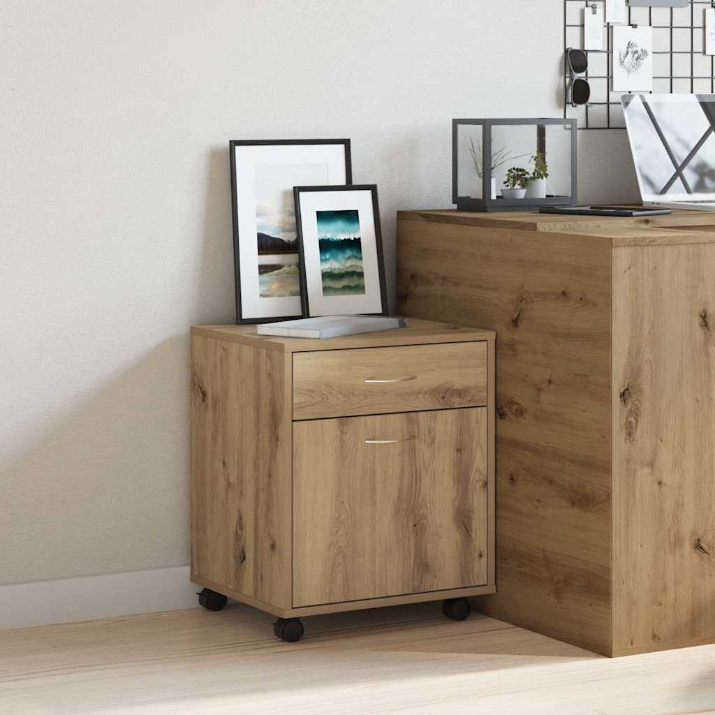 Rolling Cabinet Artisan Oak 45x38x54 cm Engineered Wood