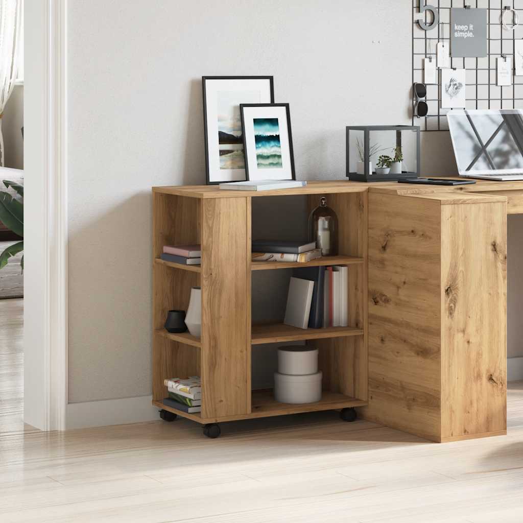 Rolling Cabinet Artisan Oak 60x35x75 cm Engineered Wood