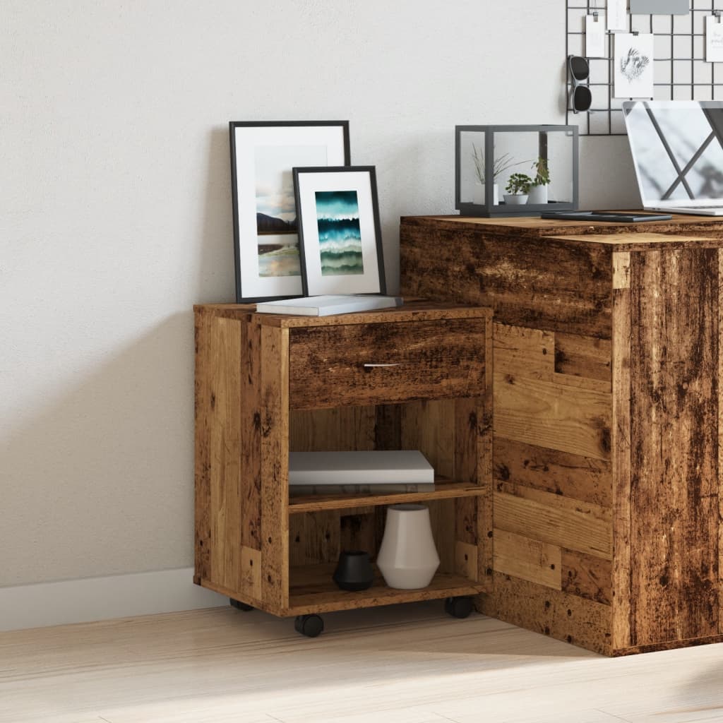 Rolling Cabinet Old Wood 46x36x59 cm Engineered Wood
