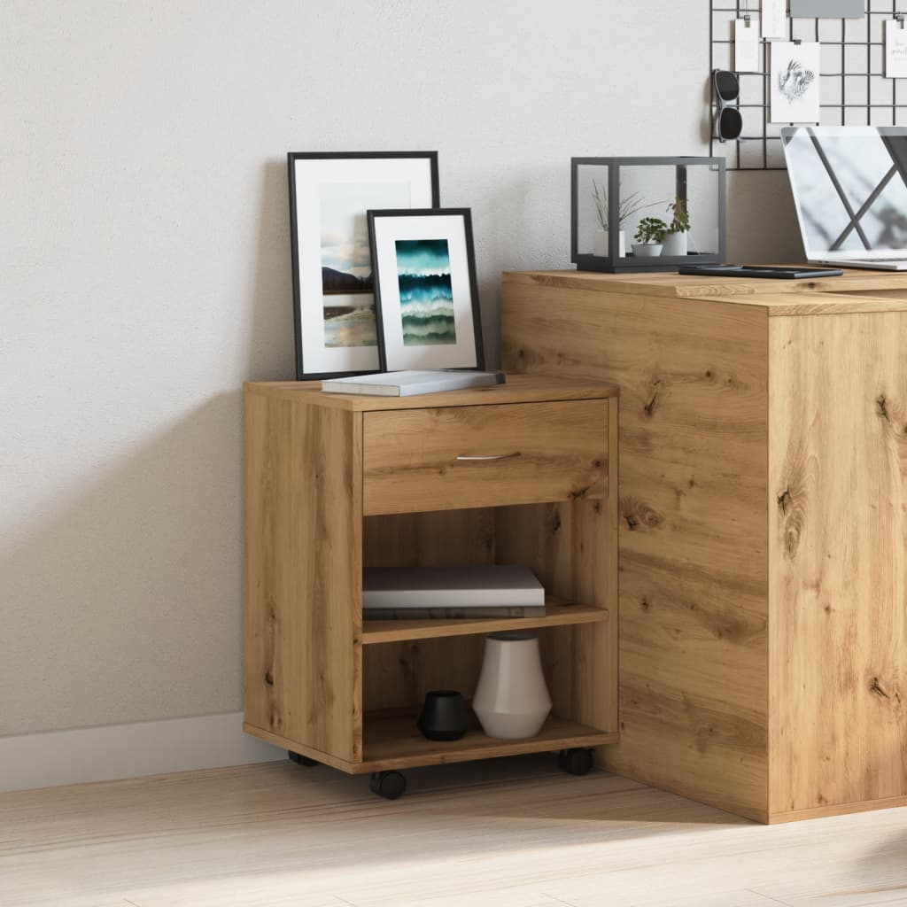 Rolling Cabinet Artisan Oak 46x36x59 cm Engineered Wood