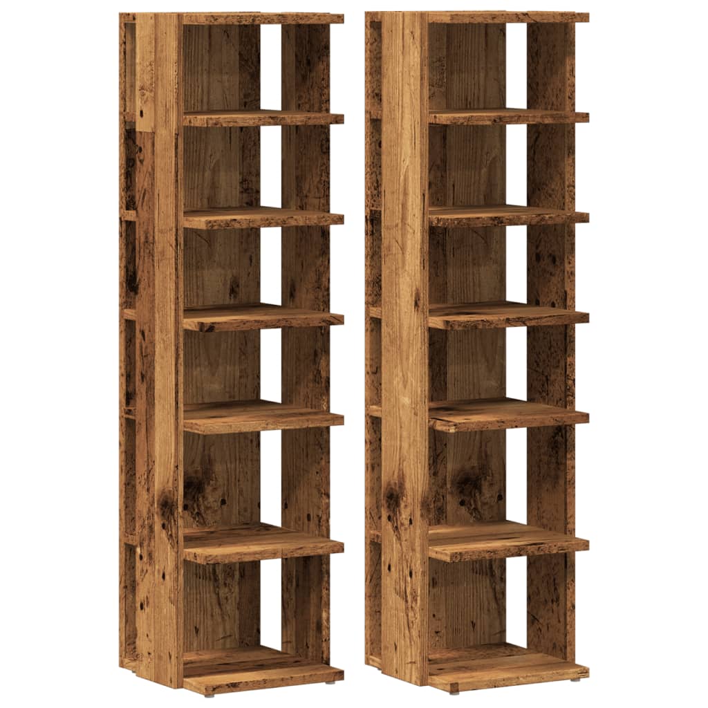 Modern Wooden 2pcs Open Shoe Storage Cabinet Wood Trainer Organiser Units