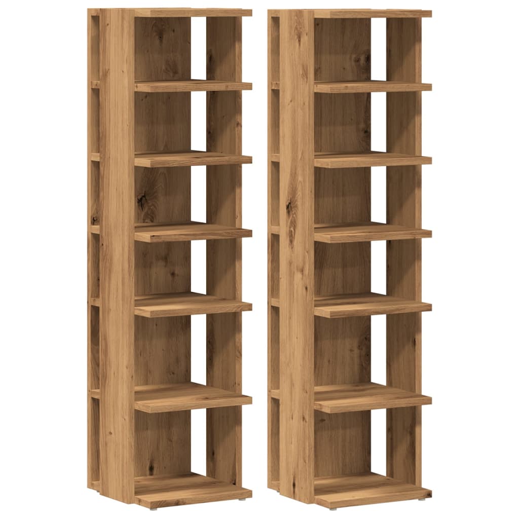 Modern Wooden 2pcs Open Shoe Storage Cabinet Wood Trainer Organiser Units