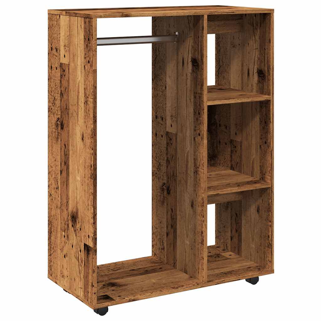 Modern Wooden Open Bedroom Wardrobe With Hanging Clothes Rail & Shelves