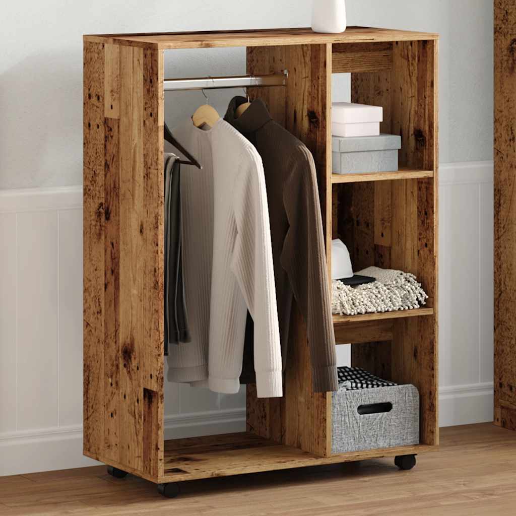 Modern Wooden Open Bedroom Wardrobe With Hanging Clothes Rail & Shelves