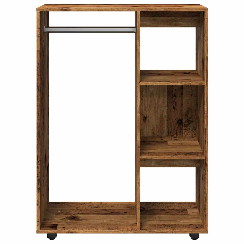 Modern Wooden Open Bedroom Wardrobe With Hanging Clothes Rail & Shelves