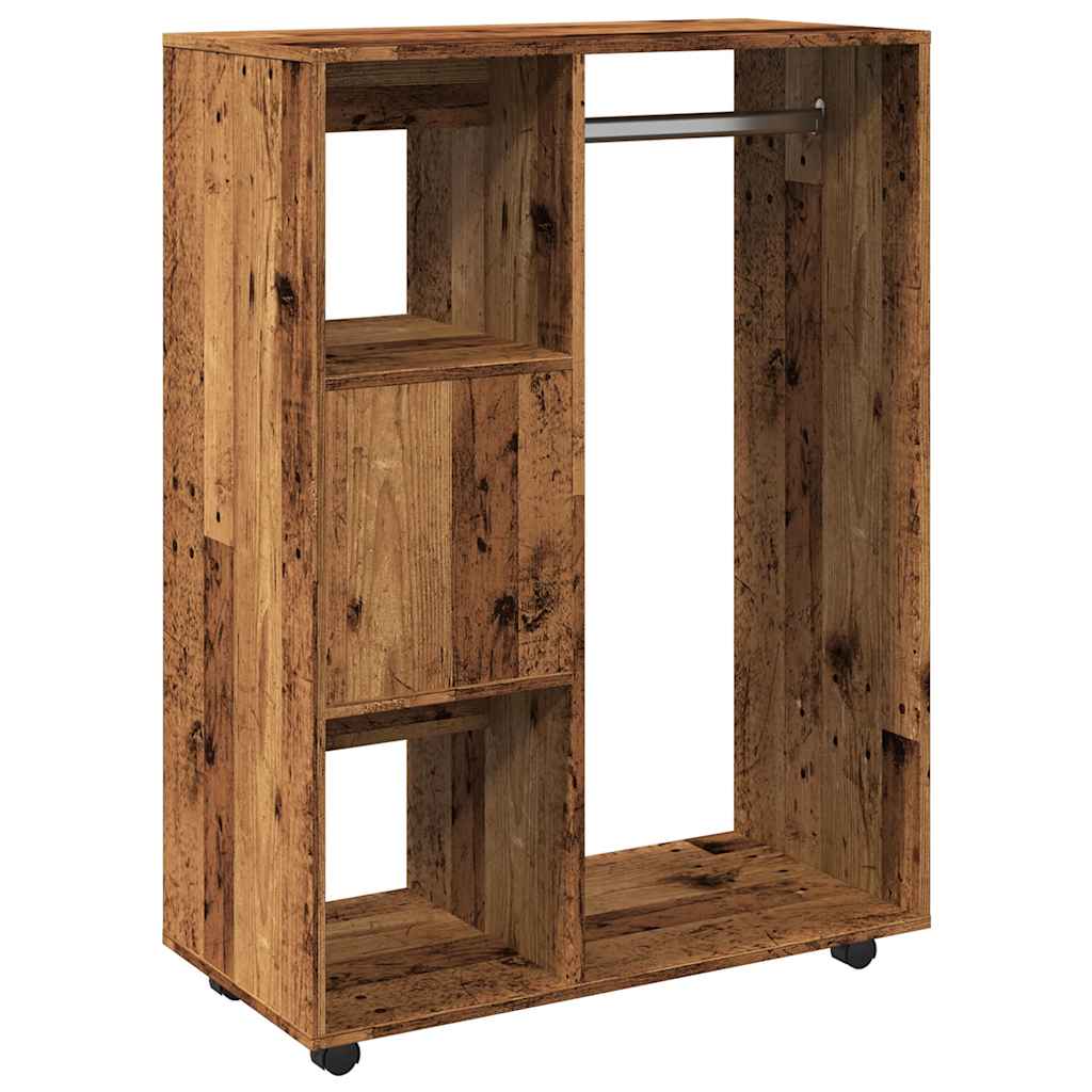 Modern Wooden Open Bedroom Wardrobe With Hanging Clothes Rail & Shelves