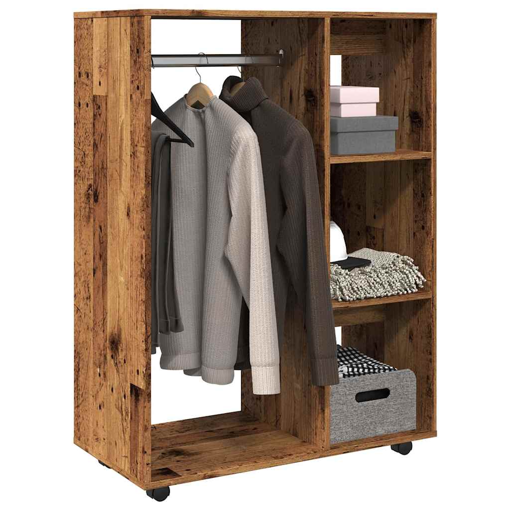 Modern Wooden Open Bedroom Wardrobe With Hanging Clothes Rail & Shelves