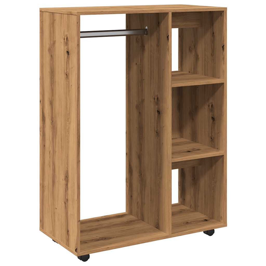 Modern Wooden Open Bedroom Wardrobe With Hanging Clothes Rail & Shelves
