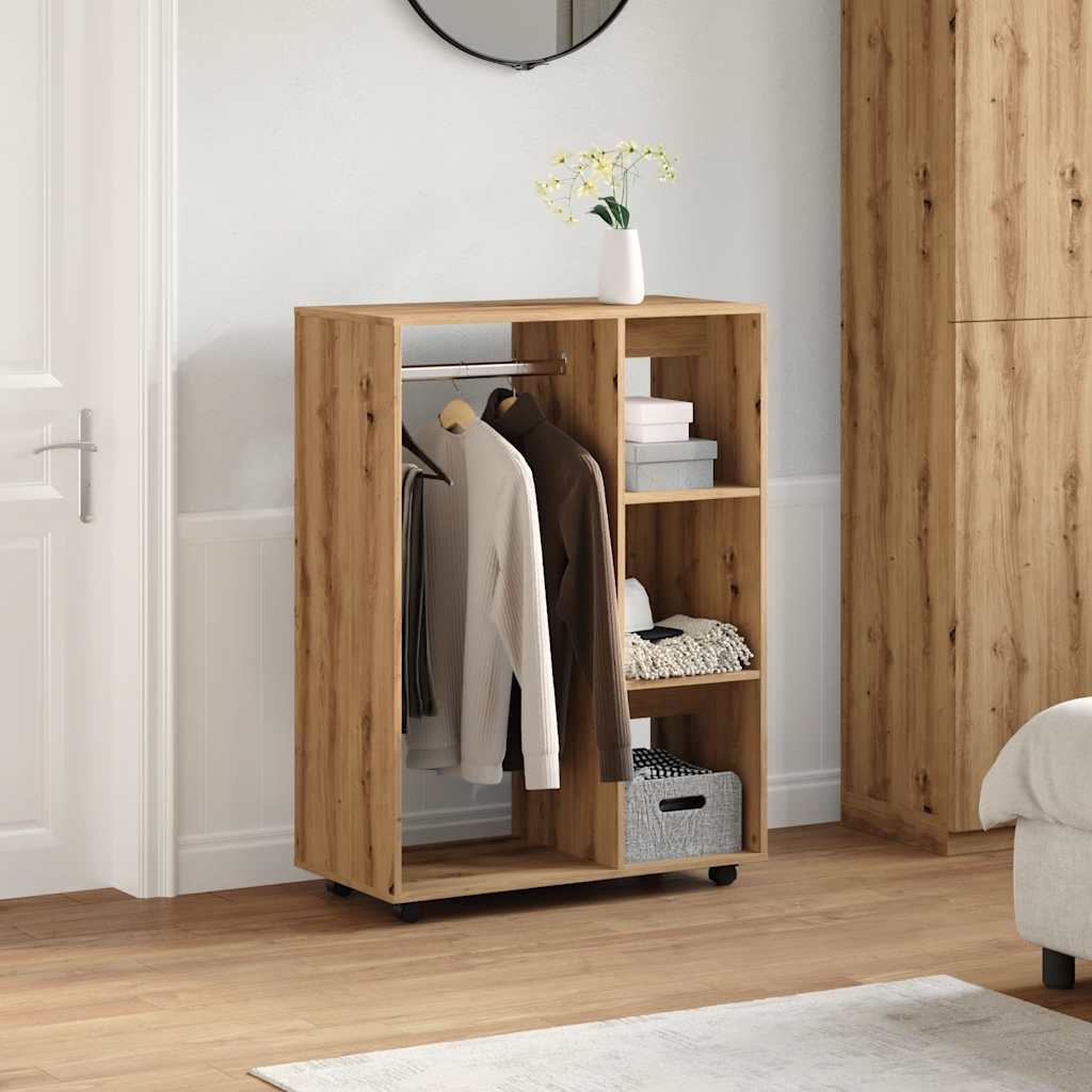 Modern Wooden Open Bedroom Wardrobe With Hanging Clothes Rail & Shelves