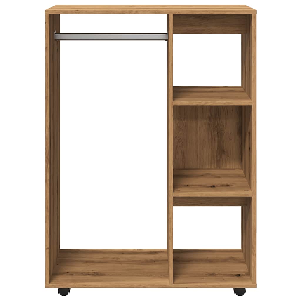 Modern Wooden Open Bedroom Wardrobe With Hanging Clothes Rail & Shelves