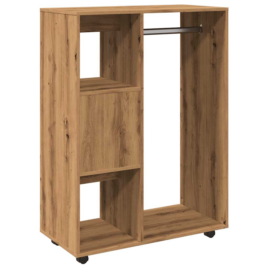 Modern Wooden Open Bedroom Wardrobe With Hanging Clothes Rail & Shelves