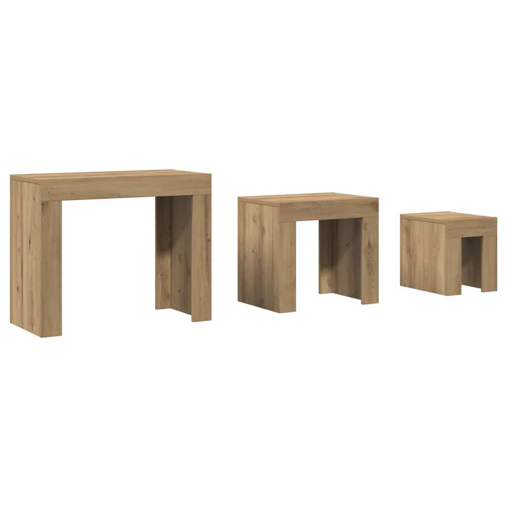Nesting Coffee Tables 3 pcs Artisian Oak Engineered Wood