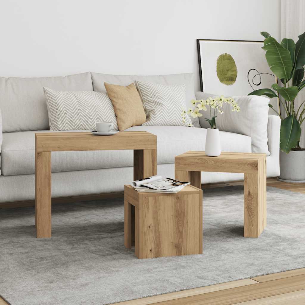 Nesting Coffee Tables 3 pcs Artisian Oak Engineered Wood