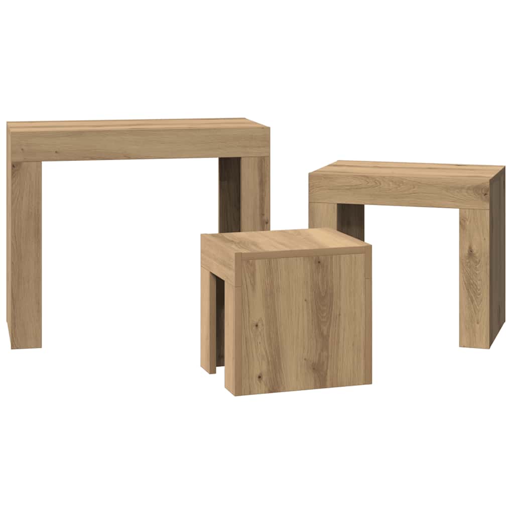 Nesting Coffee Tables 3 pcs Artisian Oak Engineered Wood