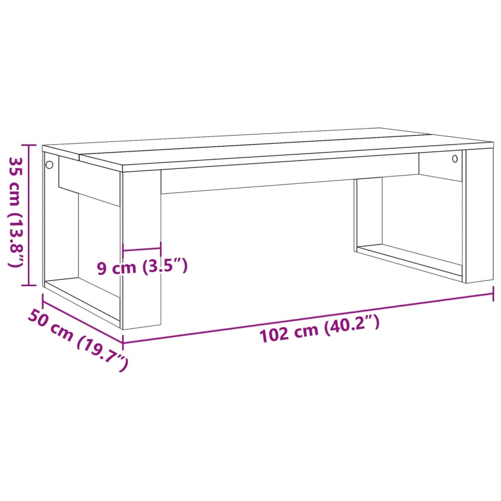 Coffee Table Artisan Oak 102x50x35 cm Engineered Wood