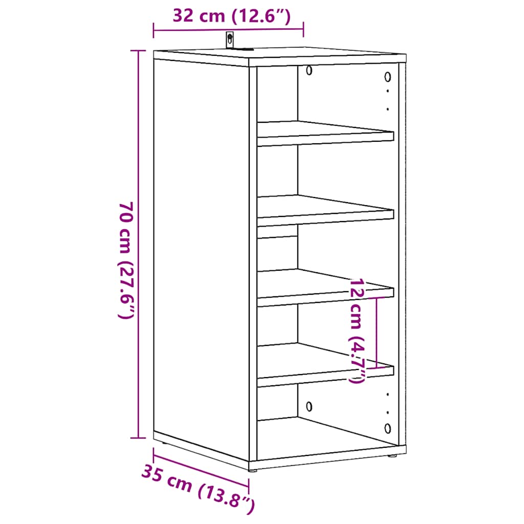 Shoe Cabinets 2 pcs Old Wood 32x35x70 cm Engineered Wood