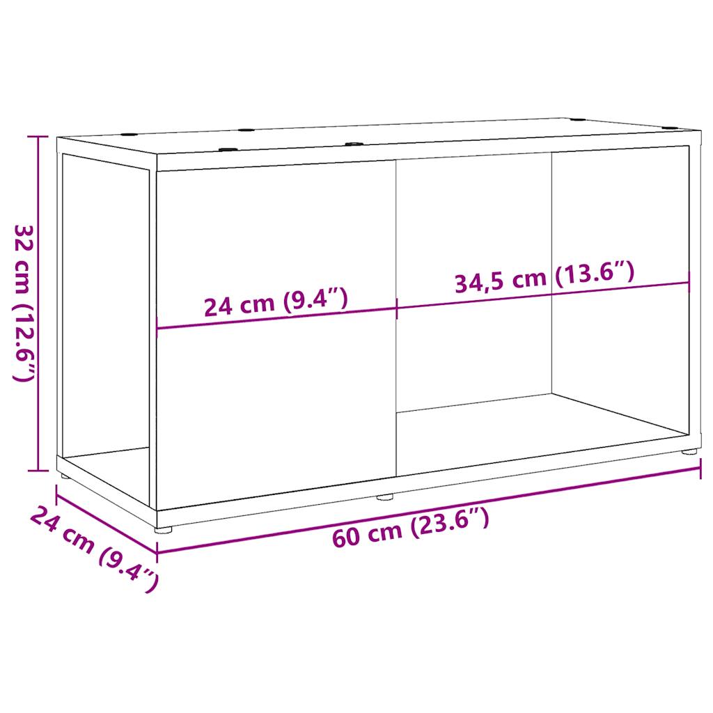 TV Cabinet Artisian Oak 60x24x32cm Engineered Wood