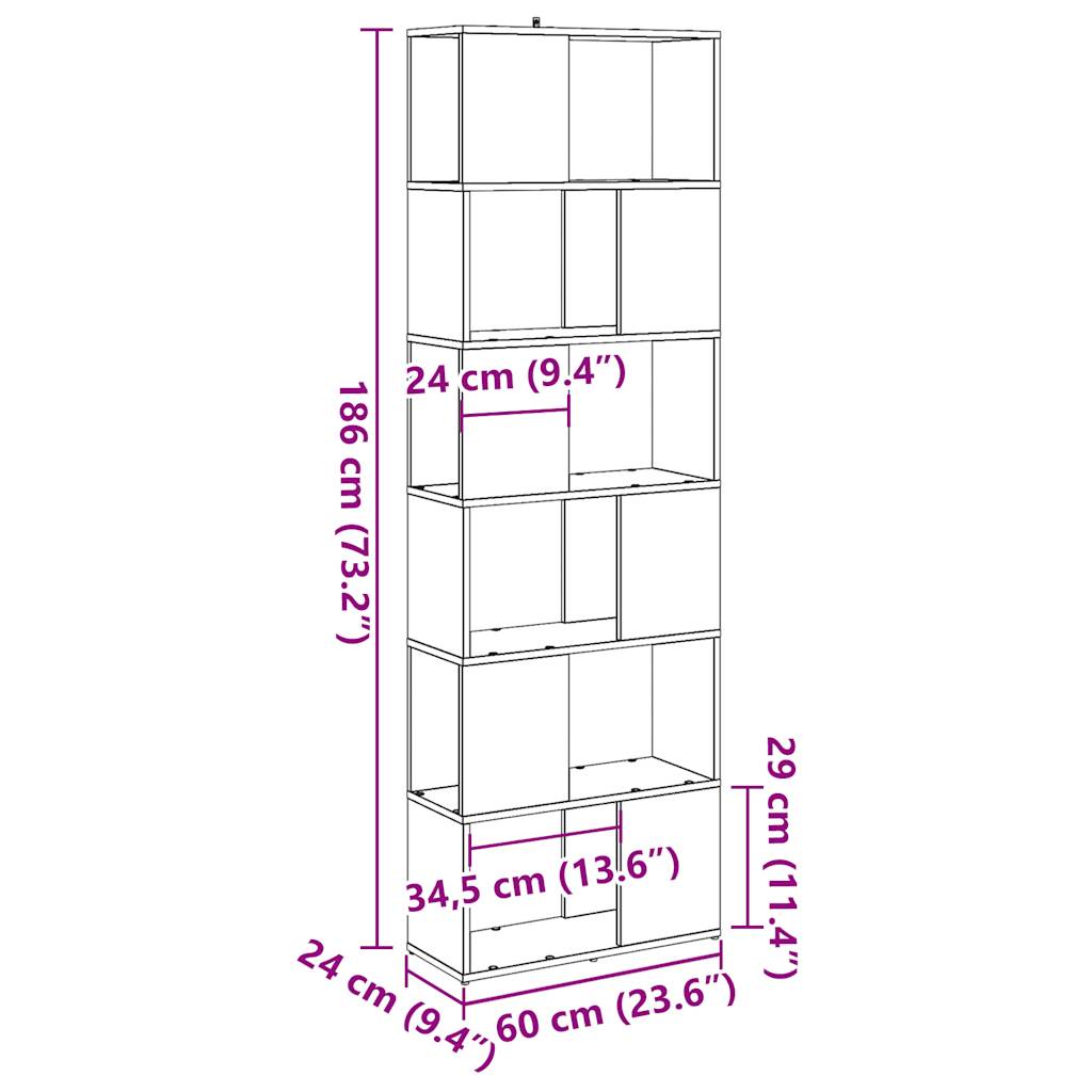 Book Cabinet/Room Divider Artisian Oak 60x24x186 cm