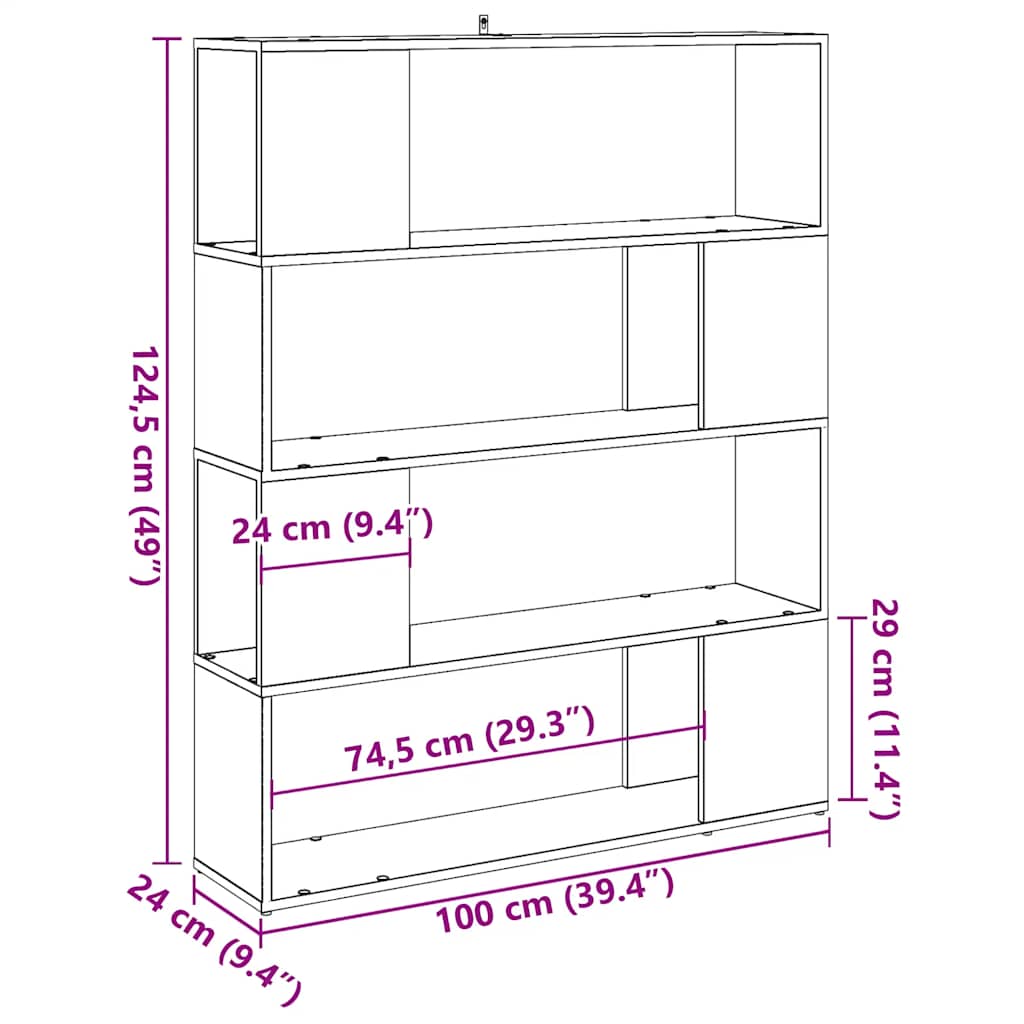 Book Cabinet/Room Divider Old Wood 100x24x124.5 cm