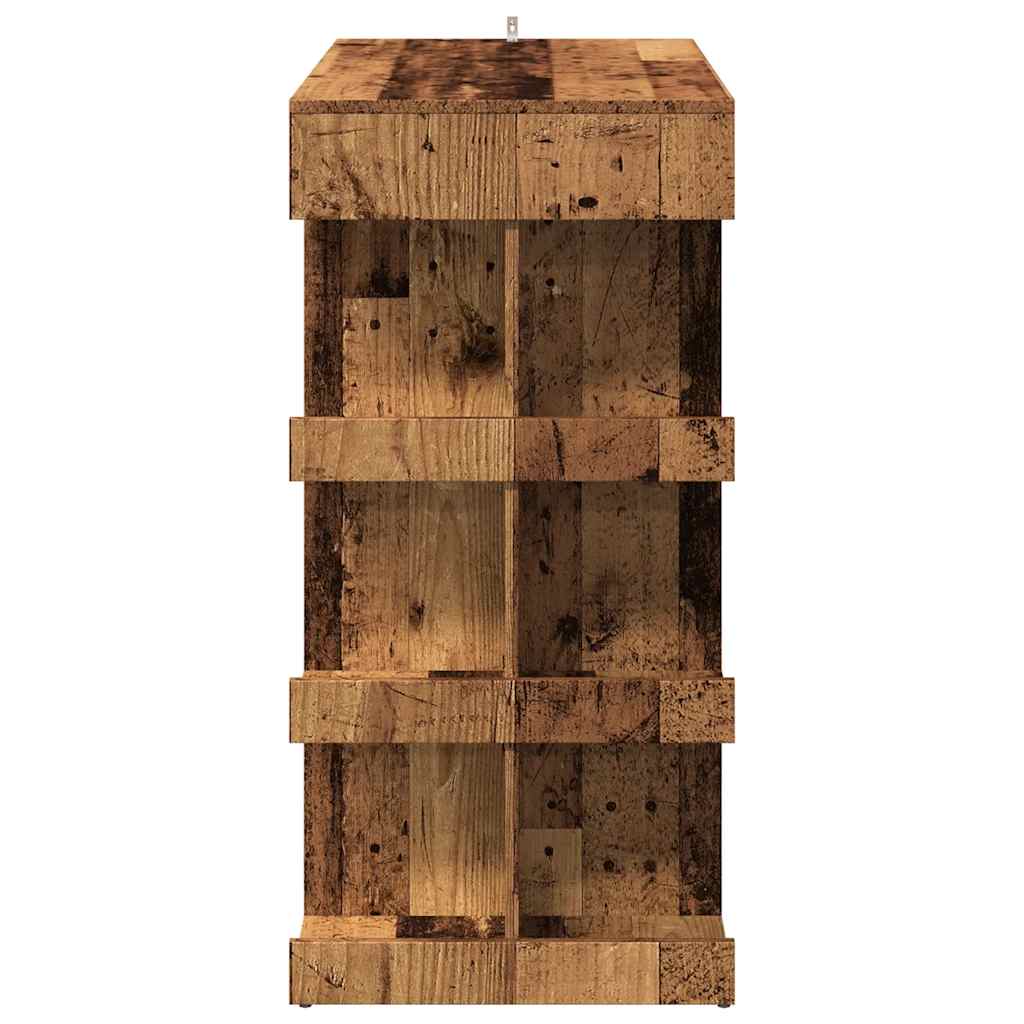 Modern Wooden High Kitchen Bar Dining Table With Open Storage Shelves Wood Tables