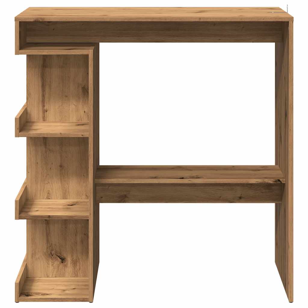Modern Wooden High Kitchen Bar Dining Table With Open Storage Shelves Wood Tables